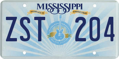 MS license plate ZST204