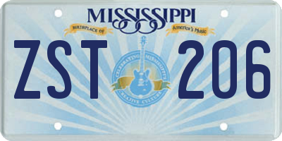 MS license plate ZST206