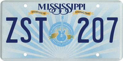 MS license plate ZST207