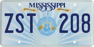 MS license plate ZST208