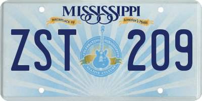 MS license plate ZST209