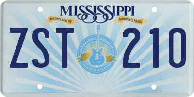 MS license plate ZST210