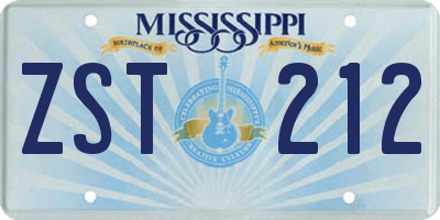 MS license plate ZST212