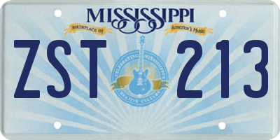 MS license plate ZST213