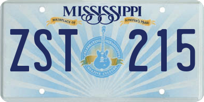 MS license plate ZST215