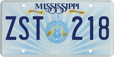 MS license plate ZST218