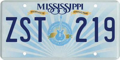 MS license plate ZST219