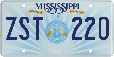 MS license plate ZST220