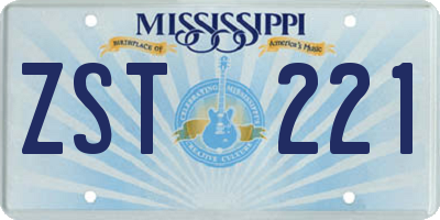MS license plate ZST221
