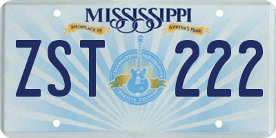 MS license plate ZST222