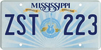 MS license plate ZST223