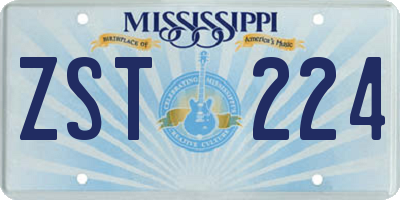 MS license plate ZST224