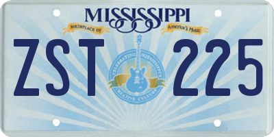 MS license plate ZST225