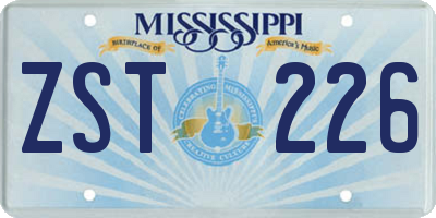 MS license plate ZST226