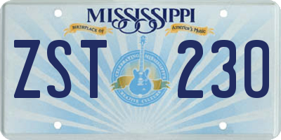 MS license plate ZST230