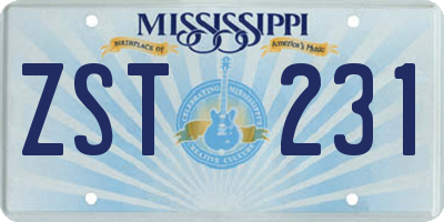 MS license plate ZST231