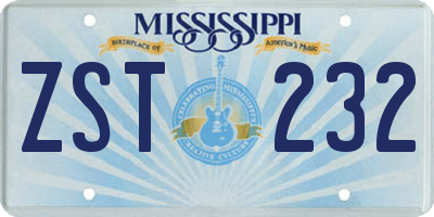 MS license plate ZST232