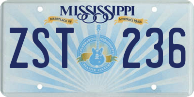 MS license plate ZST236