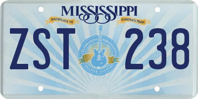 MS license plate ZST238