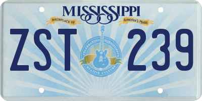 MS license plate ZST239