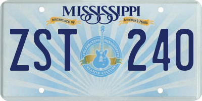 MS license plate ZST240