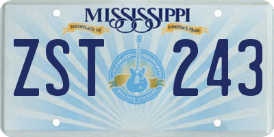 MS license plate ZST243