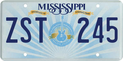 MS license plate ZST245