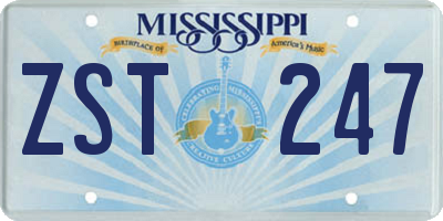 MS license plate ZST247