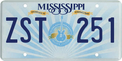 MS license plate ZST251