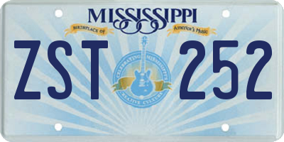 MS license plate ZST252