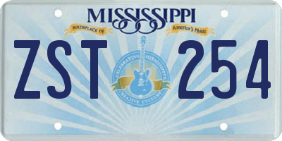 MS license plate ZST254