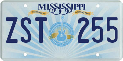 MS license plate ZST255