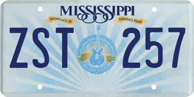 MS license plate ZST257
