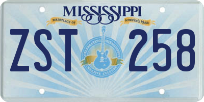 MS license plate ZST258