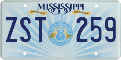 MS license plate ZST259