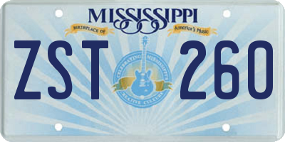 MS license plate ZST260