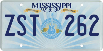 MS license plate ZST262