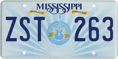 MS license plate ZST263