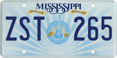 MS license plate ZST265