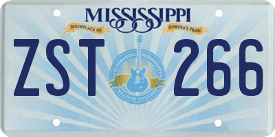 MS license plate ZST266
