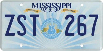 MS license plate ZST267