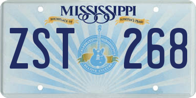 MS license plate ZST268