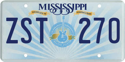 MS license plate ZST270