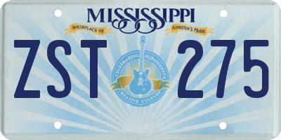 MS license plate ZST275