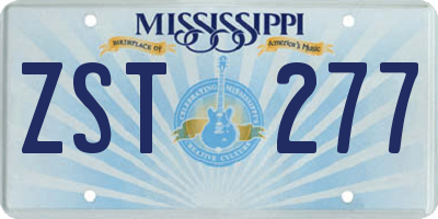 MS license plate ZST277