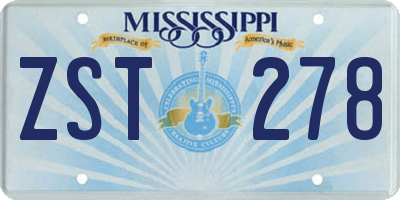 MS license plate ZST278