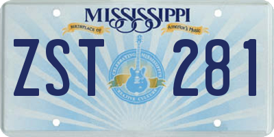 MS license plate ZST281