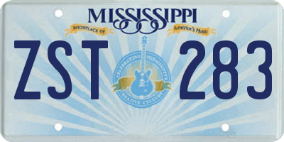 MS license plate ZST283