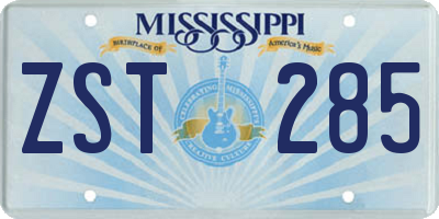 MS license plate ZST285