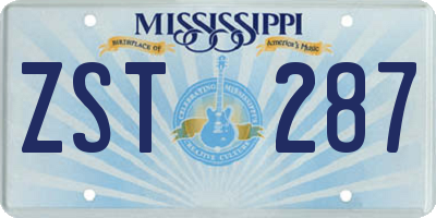MS license plate ZST287